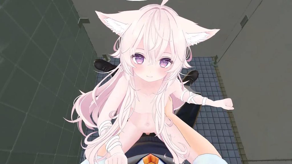 [ひめあにめ。] 男子トイレでケモミミ天使とえっちVR