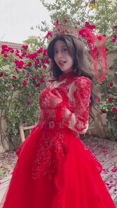 新娘火紅紗熱情似火立即女上騎乘啪啪 過膝襪